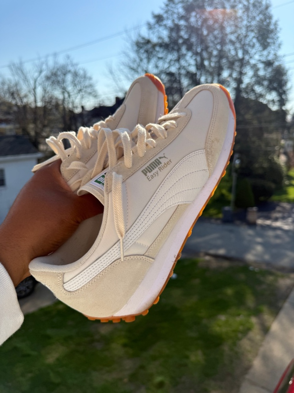 Puma Easy Rider Men’s Cream Sneakers with Orange Outsole